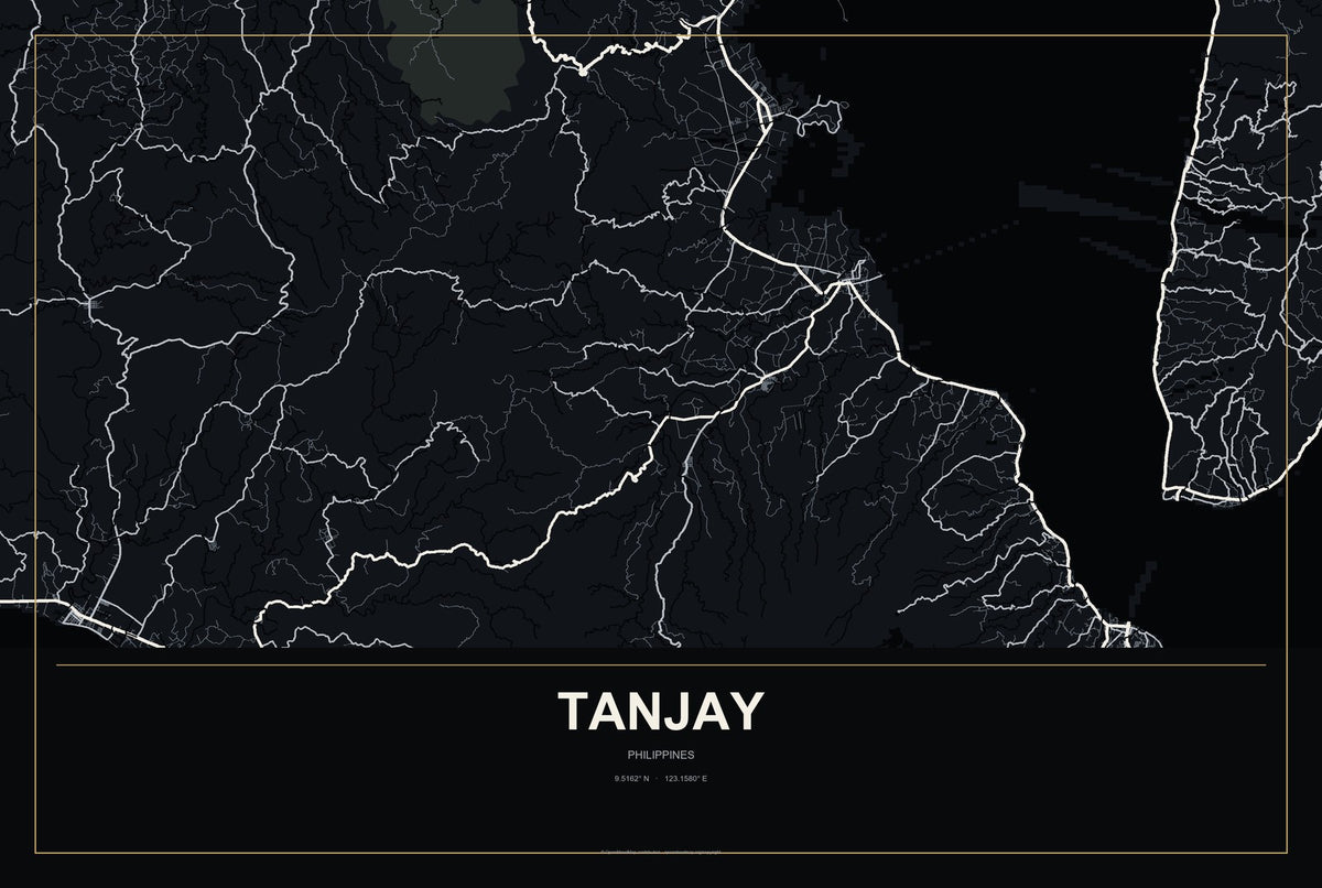 Tanjay, Philippines City Map Aluminum Sign in Metropolitan Noir style