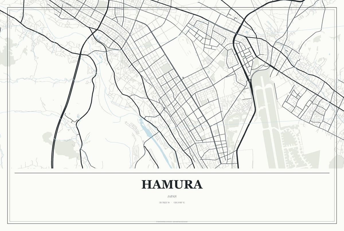 Hamura, Japan City Map Aluminum Sign in Gallery Air style