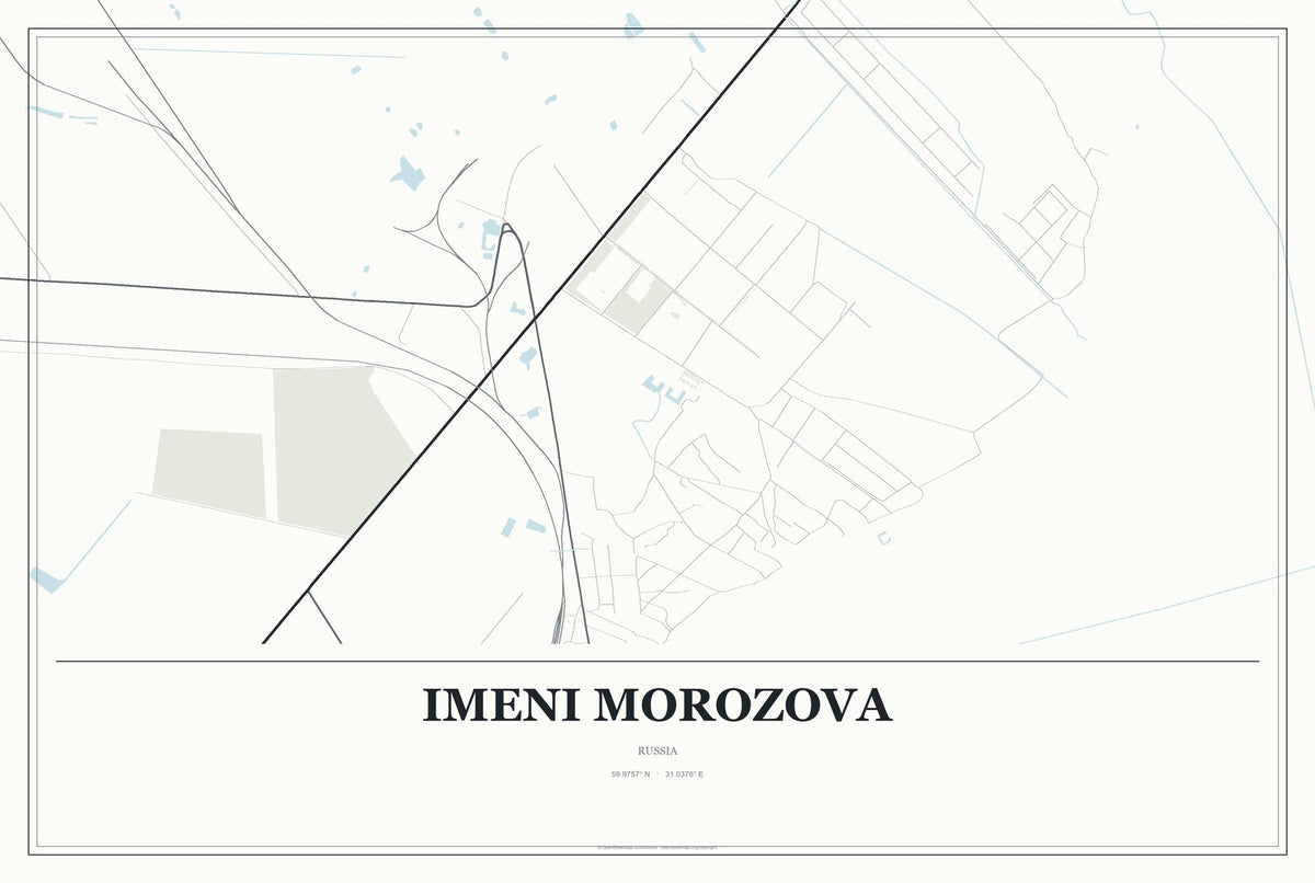Imeni Morozova, Russia City Map Aluminum Sign in Gallery Air style
