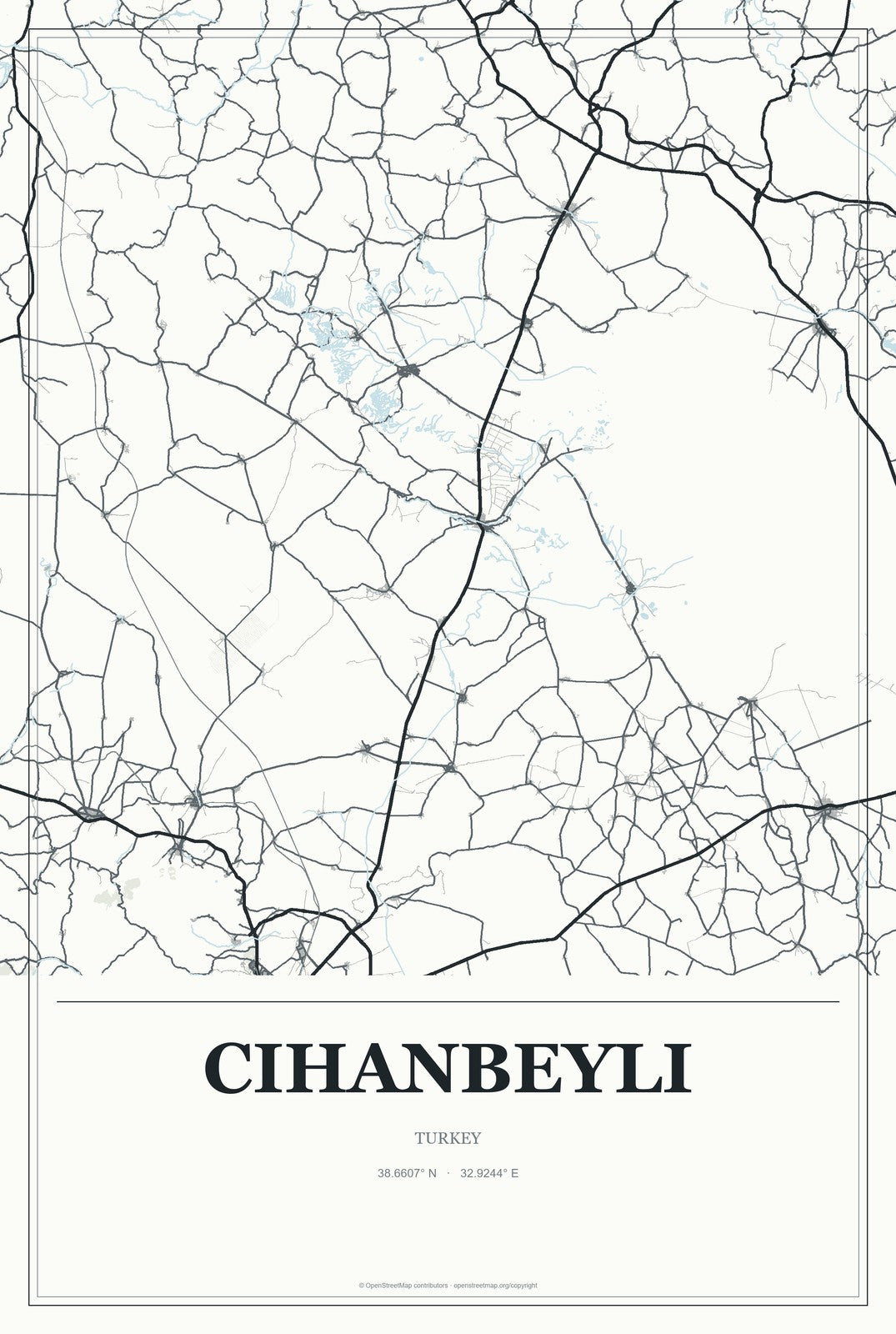 Cihanbeyli, Turkey City Map Aluminum Sign in Gallery Air style