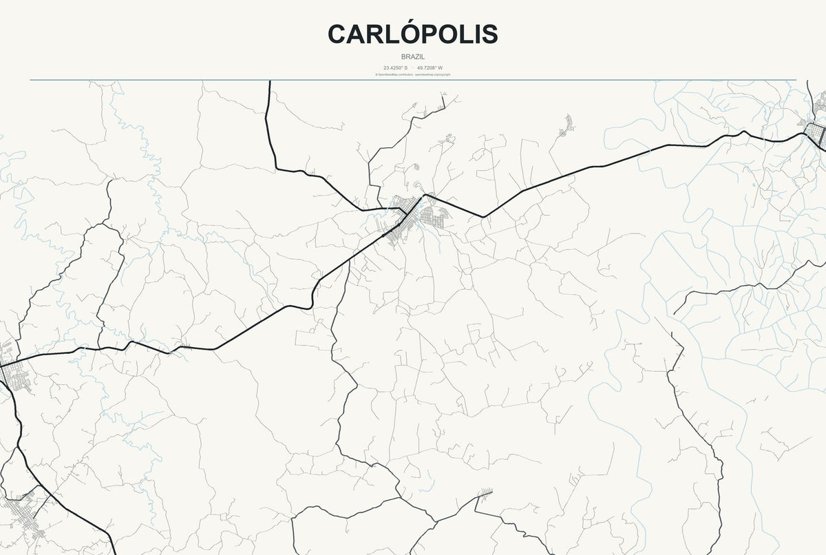 Carlópolis, Brazil City Map Aluminum Sign in Headline Atlas style