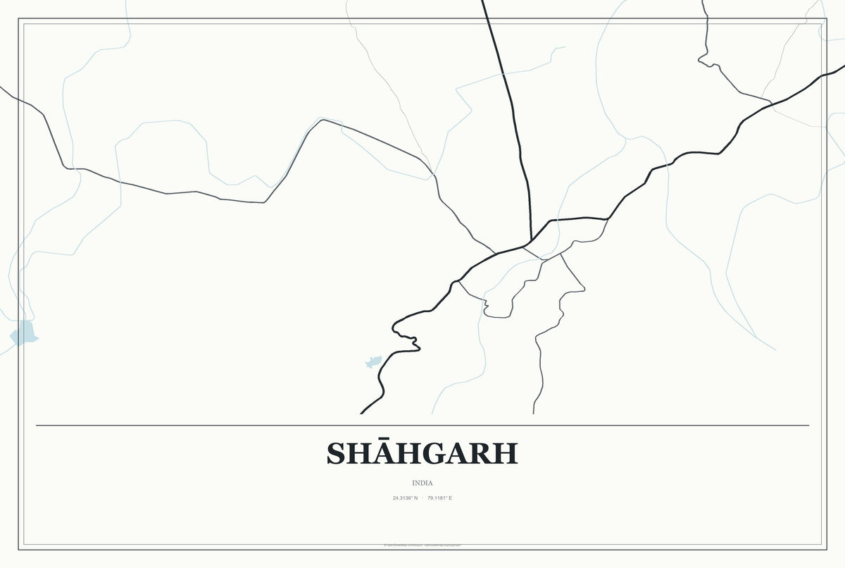 Shāhgarh, India City Map Aluminum Sign in Gallery Air style