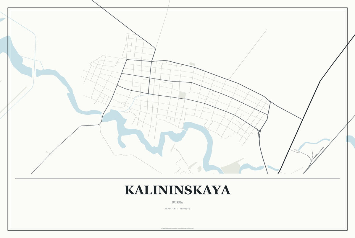 Kalininskaya, Russia City Map Aluminum Sign in Gallery Air style