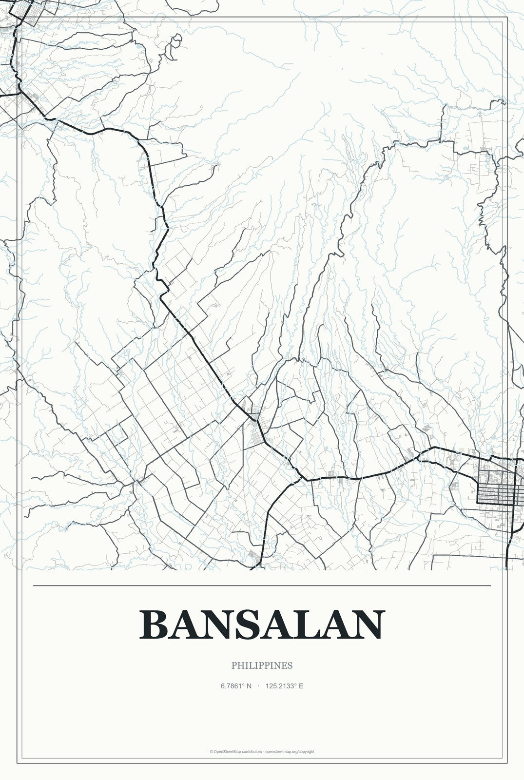 Bansalan, Philippines City Map Aluminum Sign in Gallery Air style