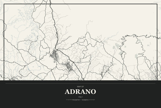 Adrano, Italy City Map Aluminum Sign in Museum Plaque style