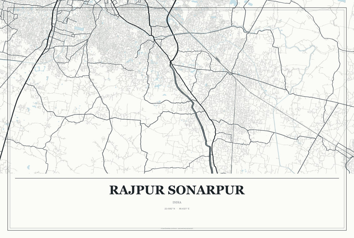 Rajpur Sonarpur, India City Map Aluminum Sign in Gallery Air style