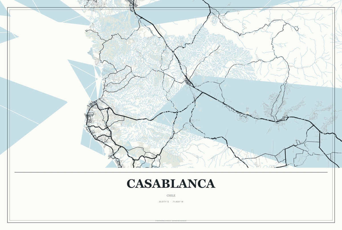 Casablanca, Chile City Map Aluminum Sign in Gallery Air style