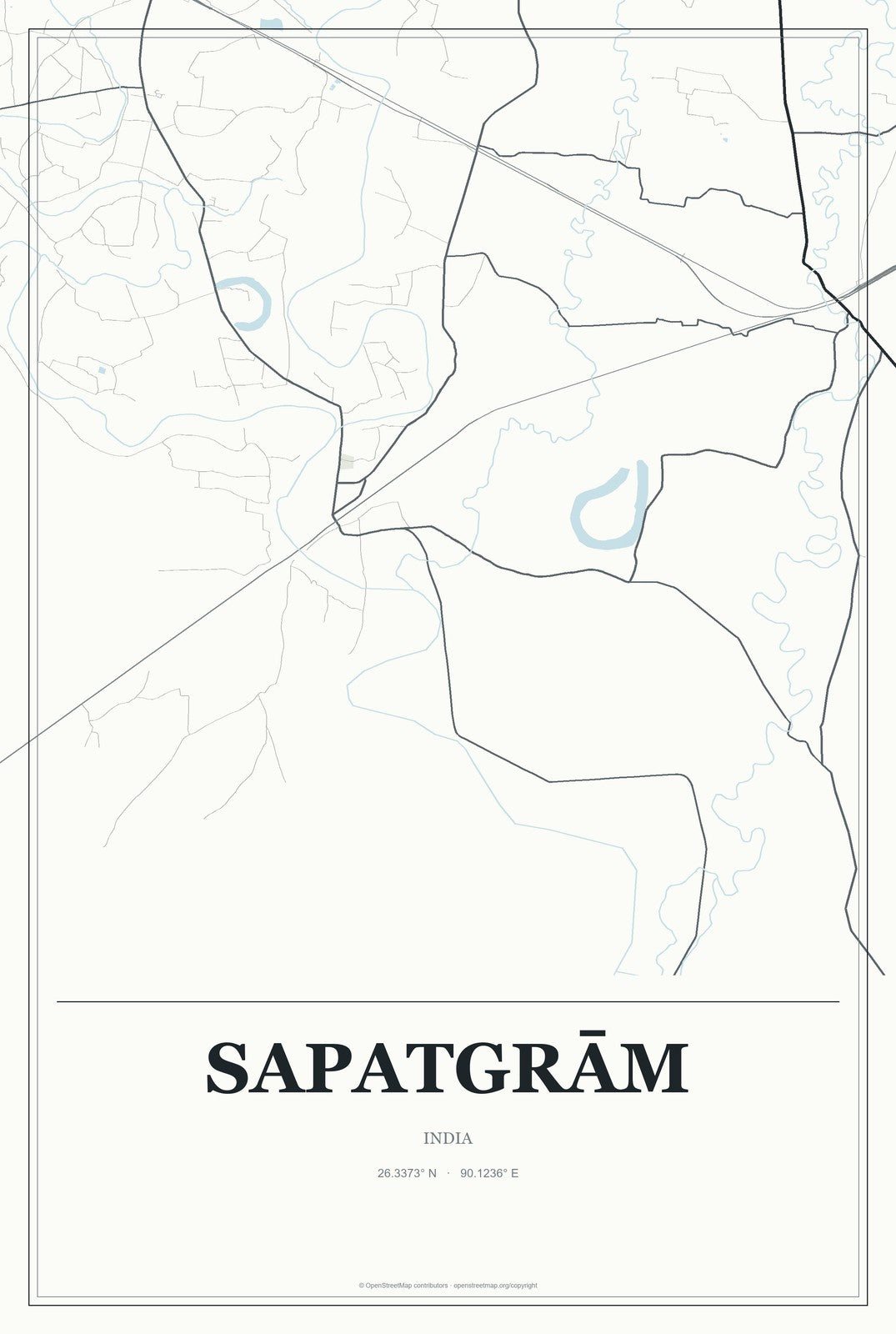 Sapatgrām, India City Map Aluminum Sign in Gallery Air style