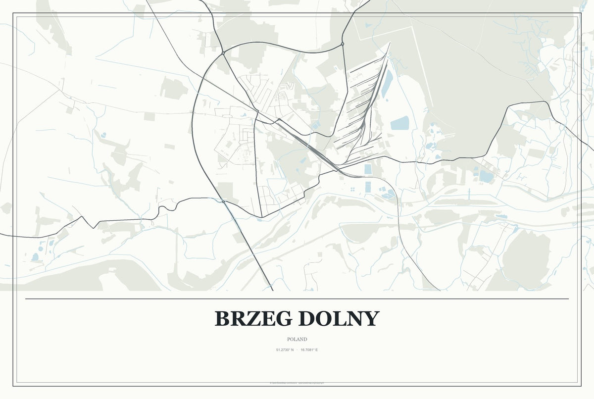 Brzeg Dolny, Poland City Map Aluminum Sign in Gallery Air style
