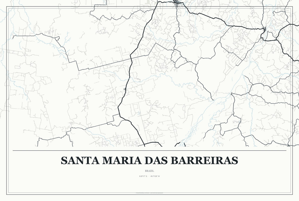 Santa Maria das Barreiras, Brazil City Map Aluminum Sign in Gallery Air style