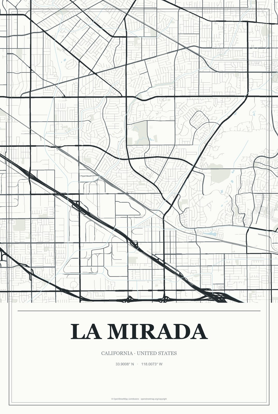 La Mirada, California City Map Aluminum Sign in Gallery Air style