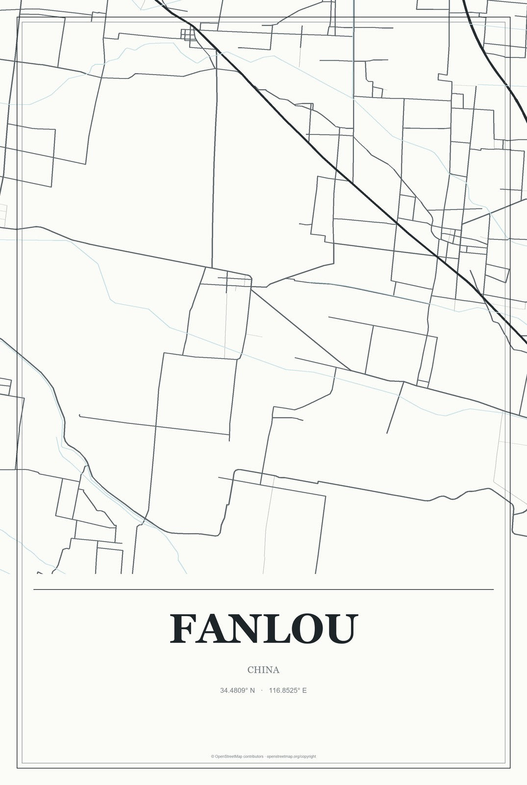 Fanlou, China City Map Aluminum Sign in Gallery Air style