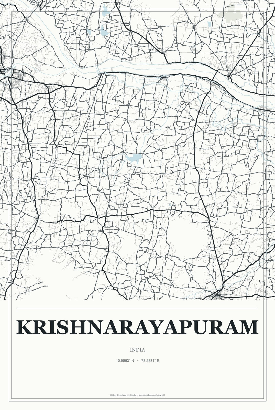 Krishnarayapuram, India City Map Aluminum Sign in Gallery Air style