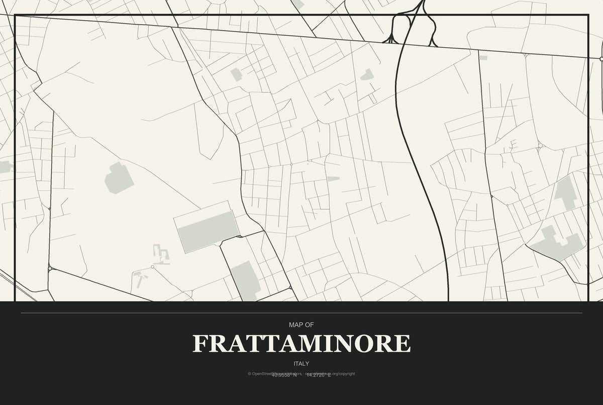 Frattaminore, Italy City Map Aluminum Sign in Museum Plaque style