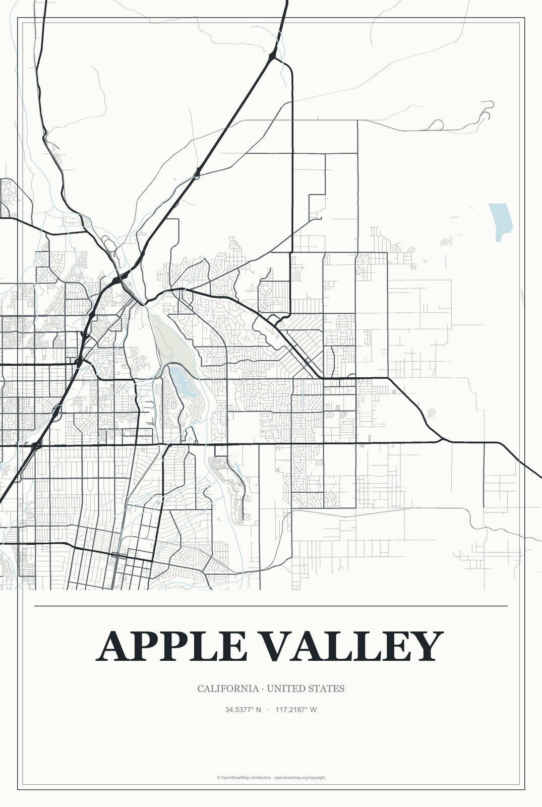 Apple Valley, California City Map Aluminum Sign in Gallery Air style