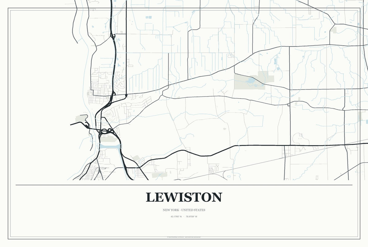 Lewiston, New York City Map Aluminum Sign in Gallery Air style