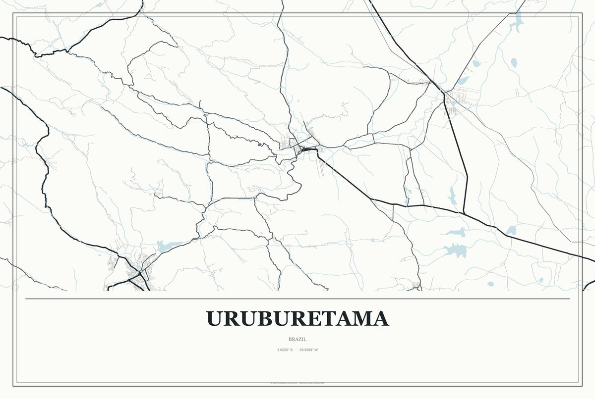 Uruburetama, Brazil City Map Aluminum Sign in Gallery Air style