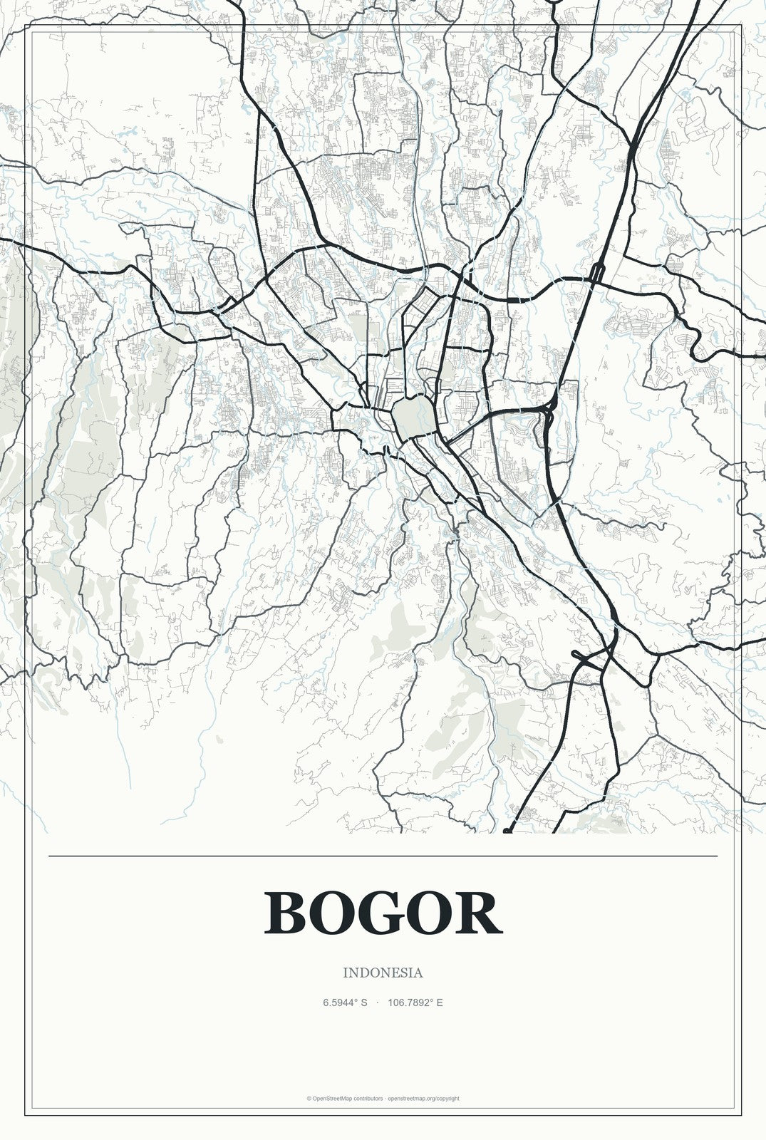 Bogor, Indonesia City Map Aluminum Sign in Gallery Air style