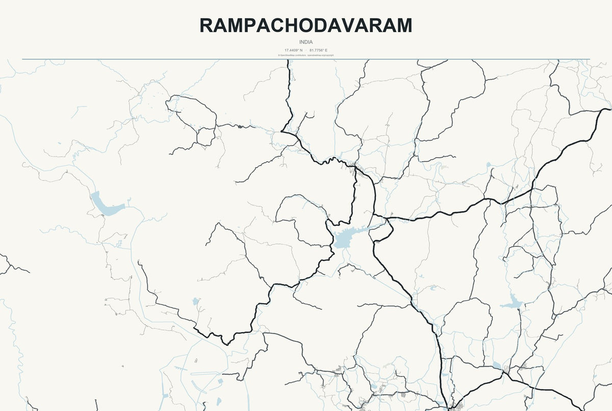 Rampachodavaram, India City Map Aluminum Sign in Headline Atlas style