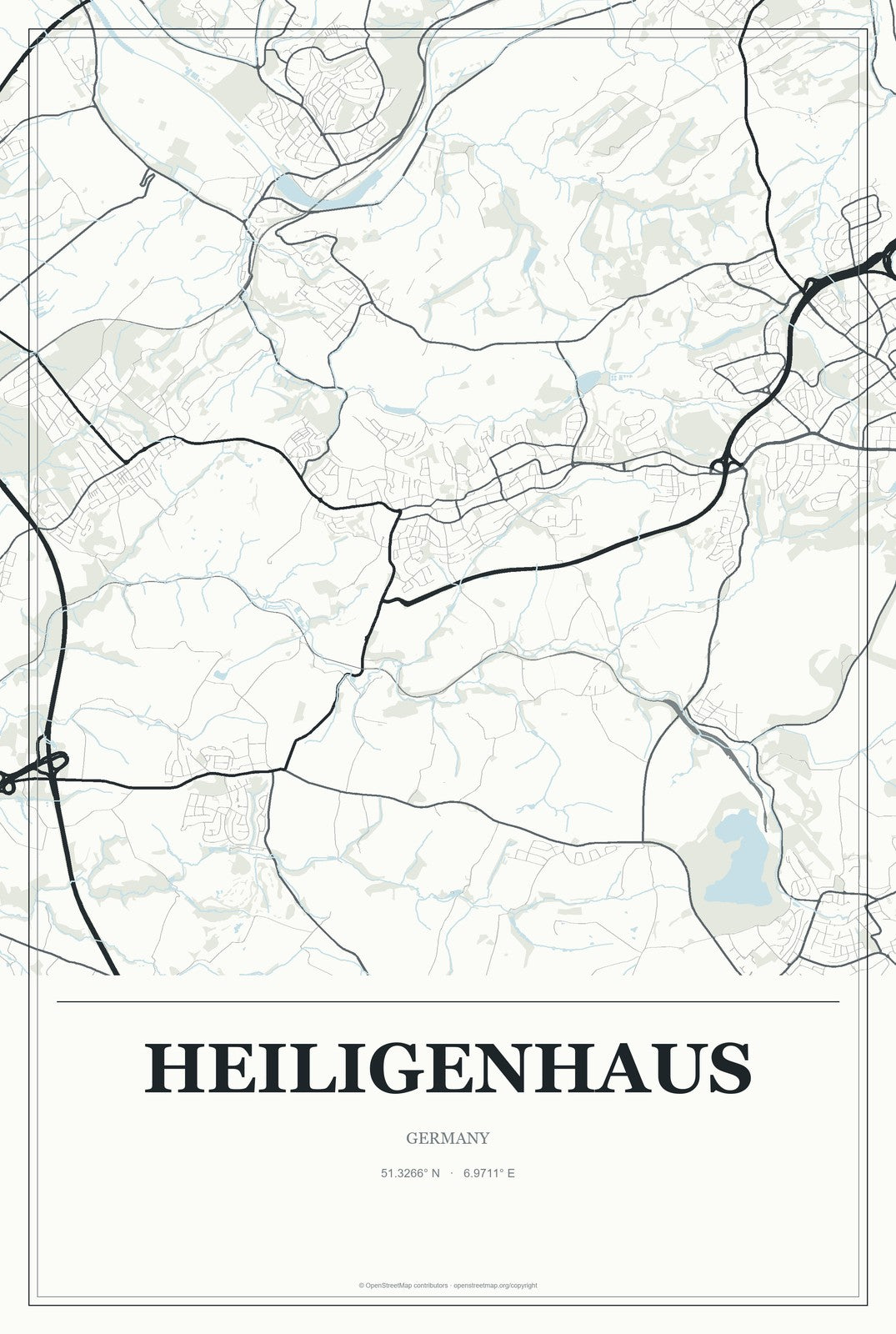 Heiligenhaus, Germany City Map Aluminum Sign in Gallery Air style