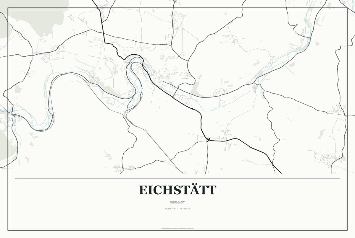 Eichstätt, Germany City Map Aluminum Sign in Gallery Air style