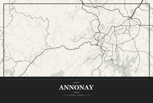 Annonay, France City Map Aluminum Sign in Museum Plaque style
