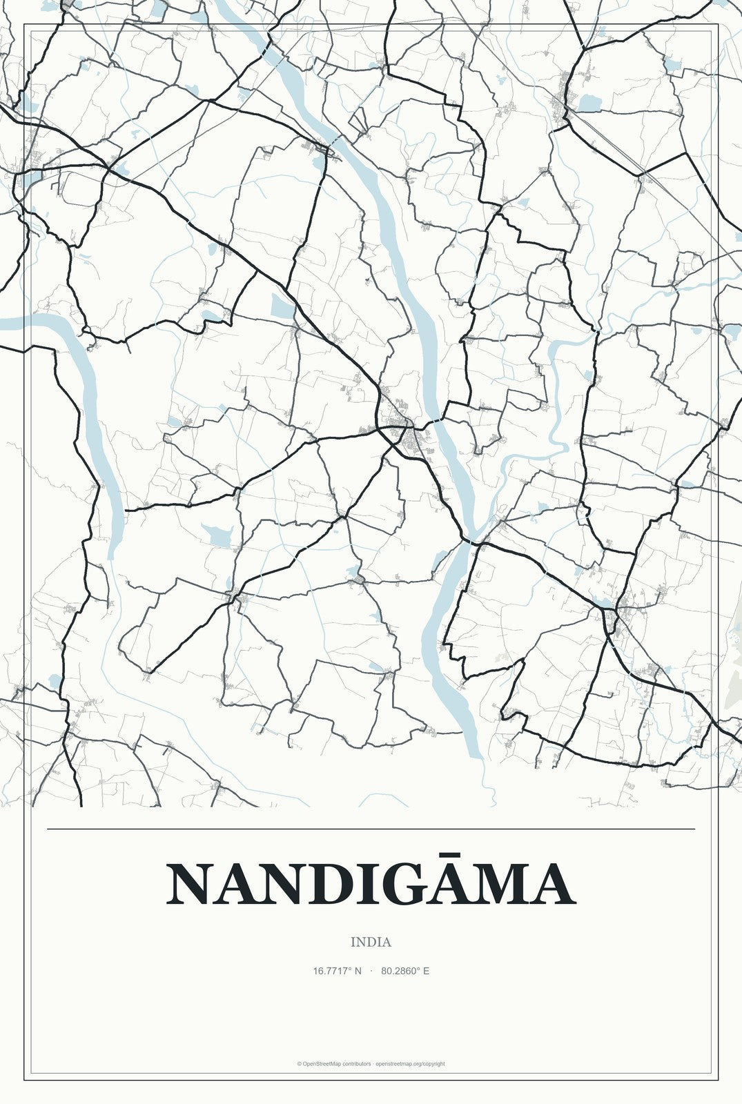 Nandigāma, India City Map Aluminum Sign in Gallery Air style