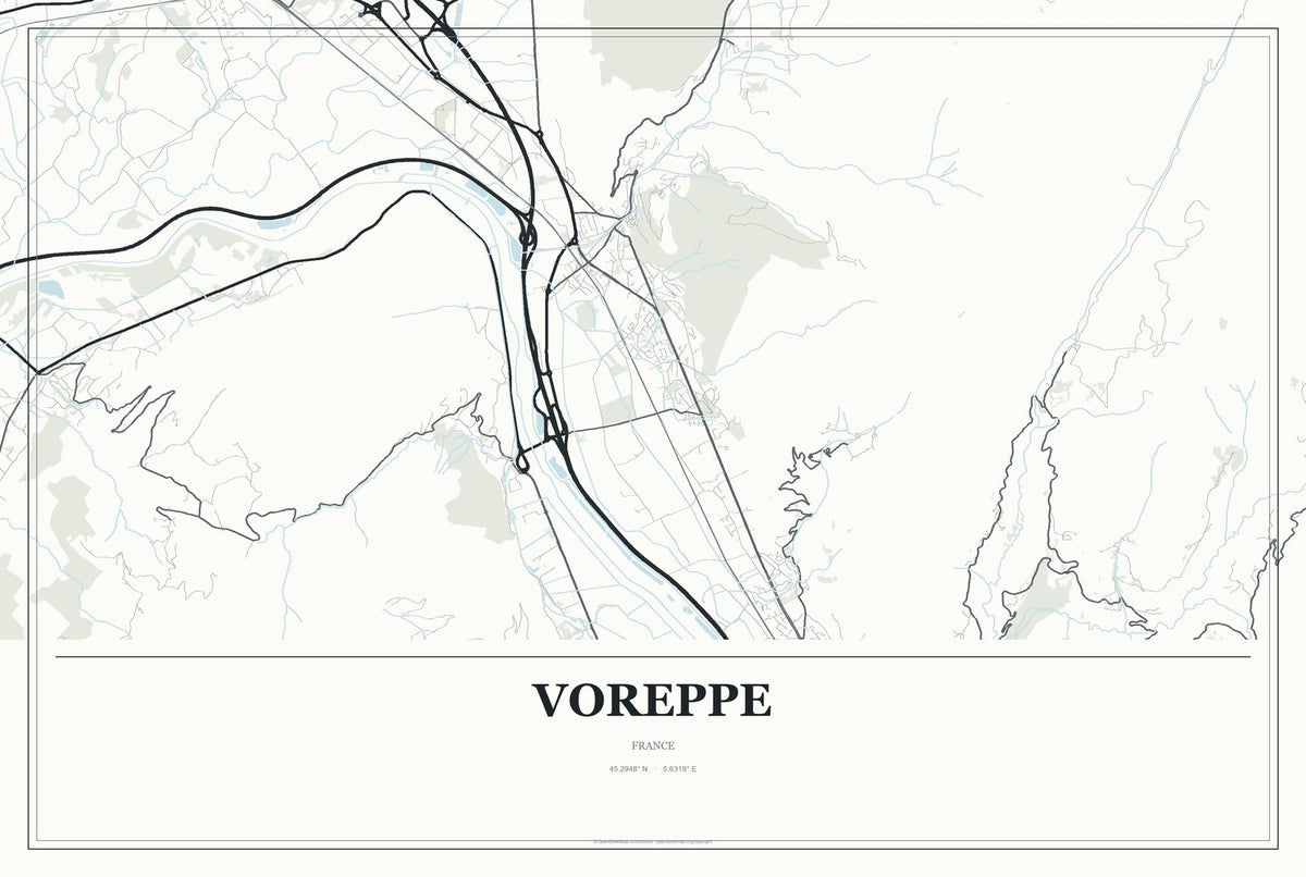 Voreppe, France City Map Aluminum Sign in Gallery Air style