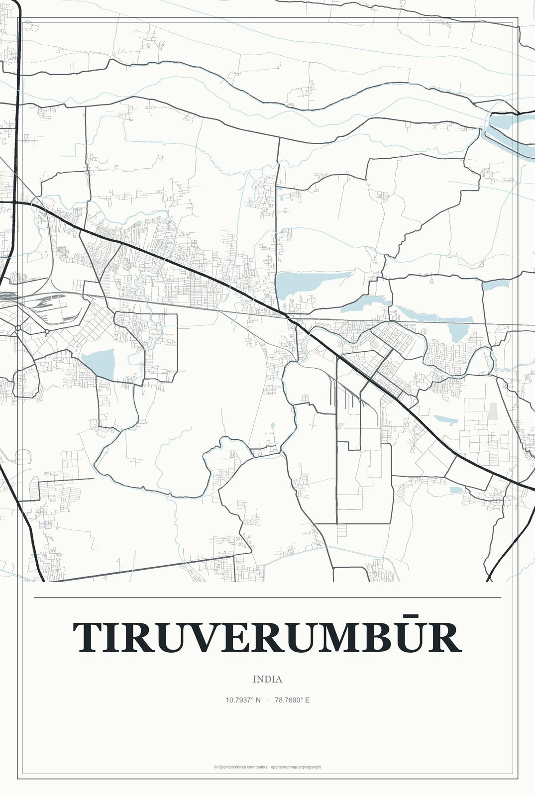 Tiruverumbūr, India City Map Aluminum Sign in Gallery Air style