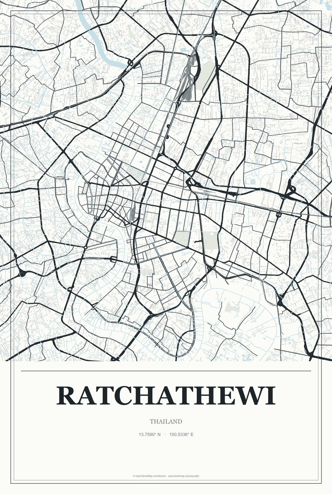 Ratchathewi, Thailand City Map Aluminum Sign in Gallery Air style