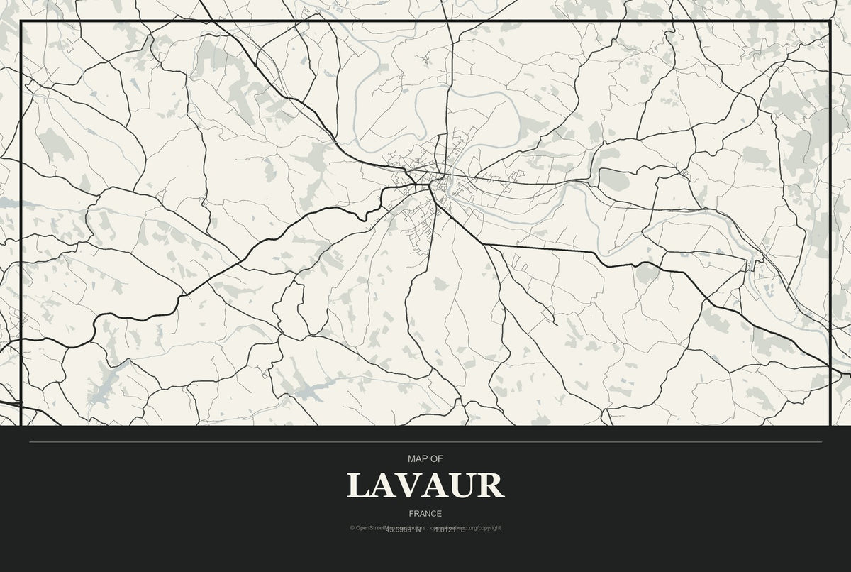 Lavaur, France City Map Aluminum Sign in Museum Plaque style
