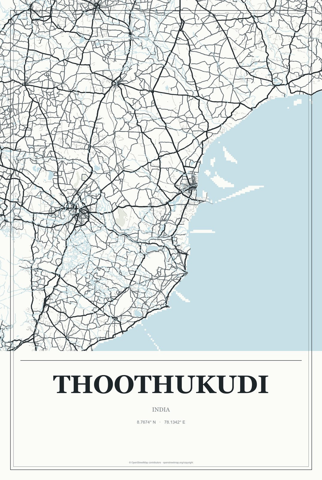 Thoothukudi, India City Map Aluminum Sign in Gallery Air style