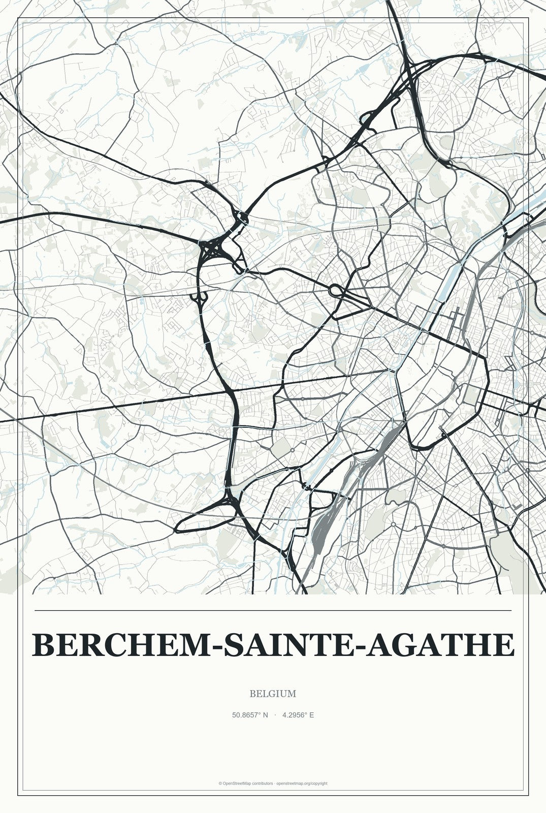 Berchem-Sainte-Agathe, Belgium City Map Aluminum Sign in Gallery Air style