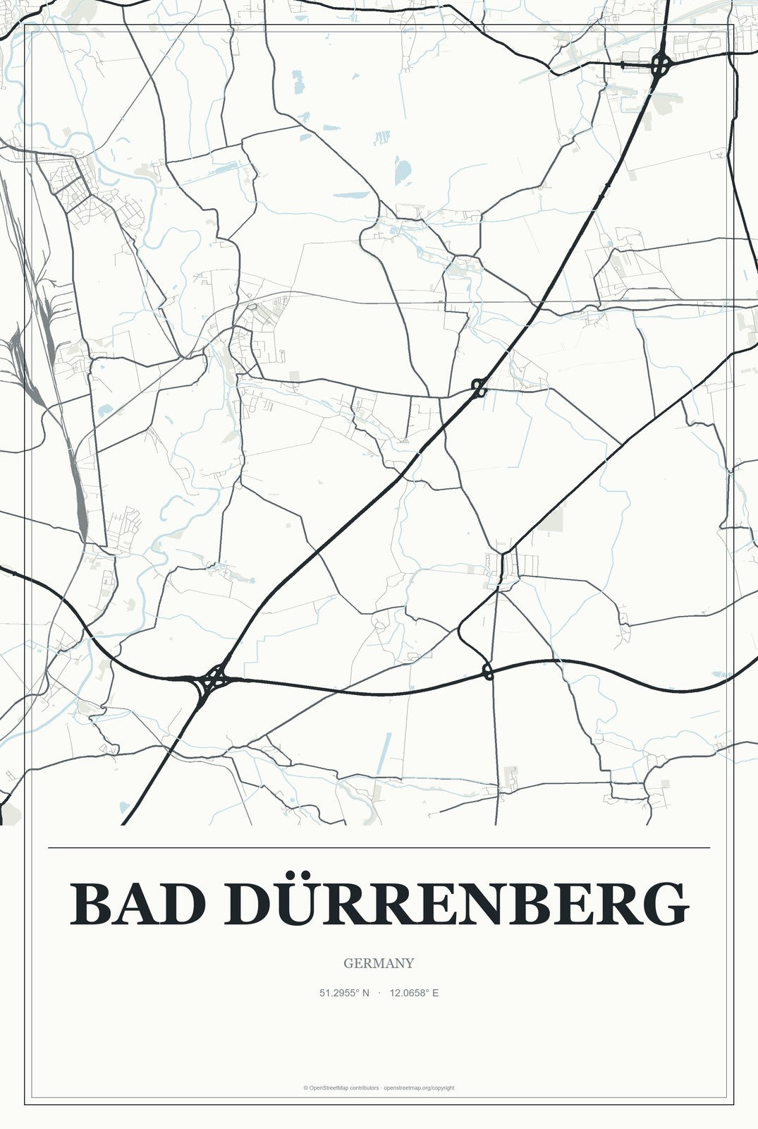 Bad Dürrenberg, Germany City Map Aluminum Sign in Gallery Air style