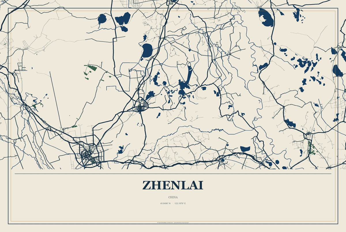 Zhenlai, China City Map Aluminum Sign in Coastal Cutout style