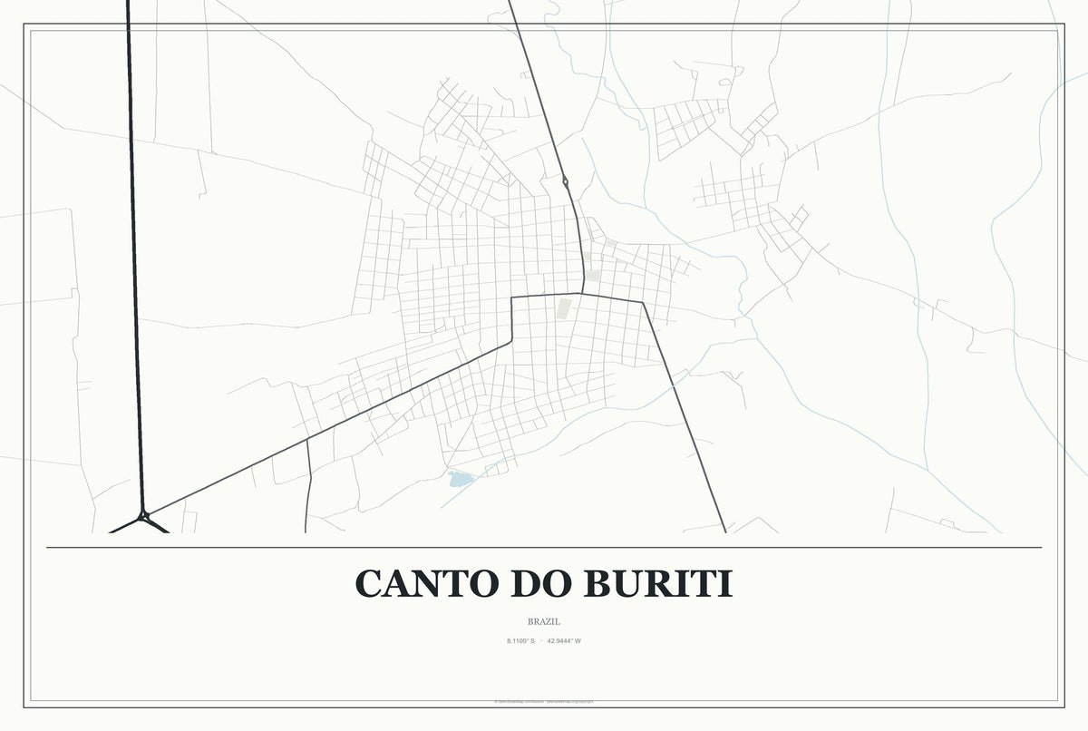 Canto do Buriti, Brazil City Map Aluminum Sign in Gallery Air style
