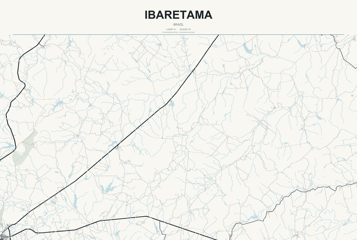 Ibaretama, Brazil City Map Aluminum Sign in Headline Atlas style