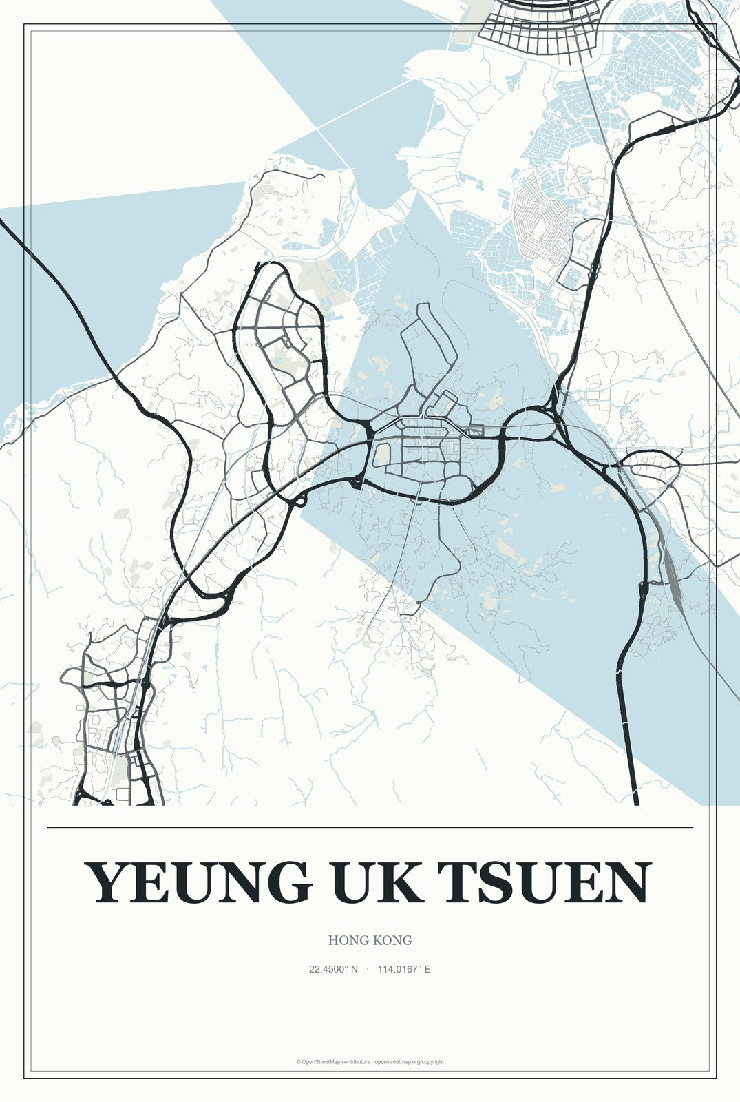 Yeung Uk Tsuen, Hong Kong City Map Aluminum Sign in Gallery Air style