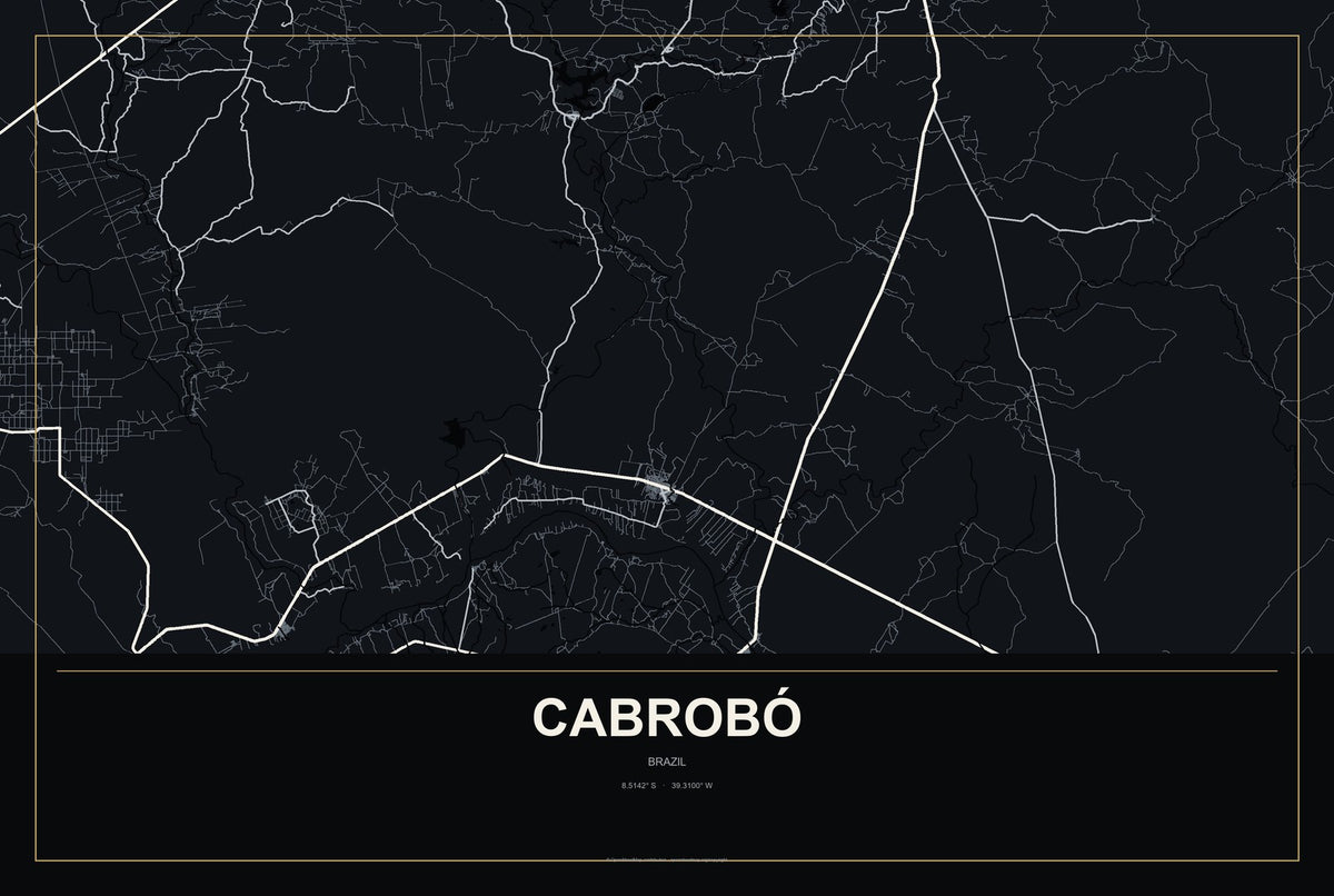 Cabrobó, Brazil City Map Aluminum Sign in Metropolitan Noir style