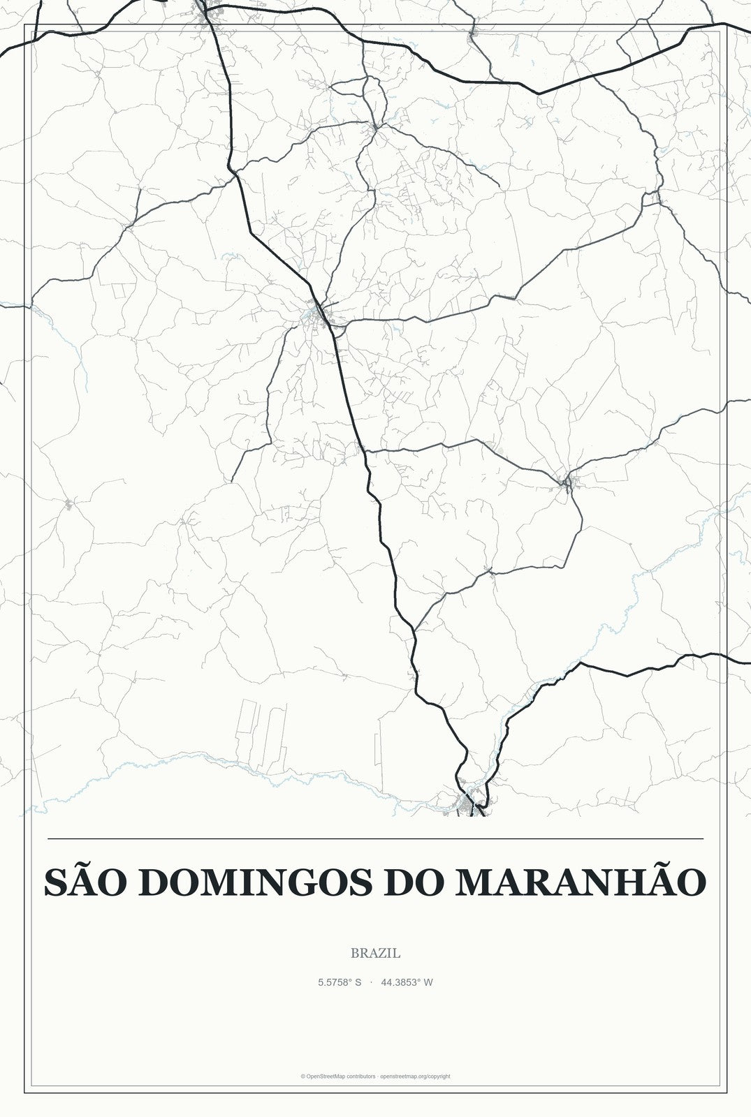 São Domingos do Maranhão, Brazil City Map Aluminum Sign in Gallery Air style