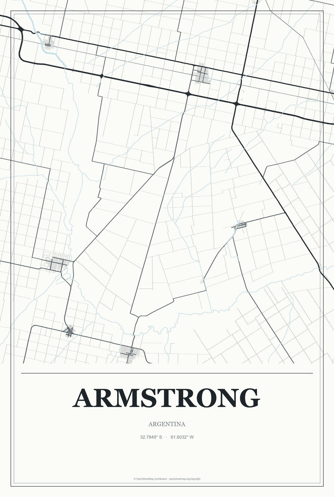 Armstrong, Argentina City Map Aluminum Sign in Gallery Air style