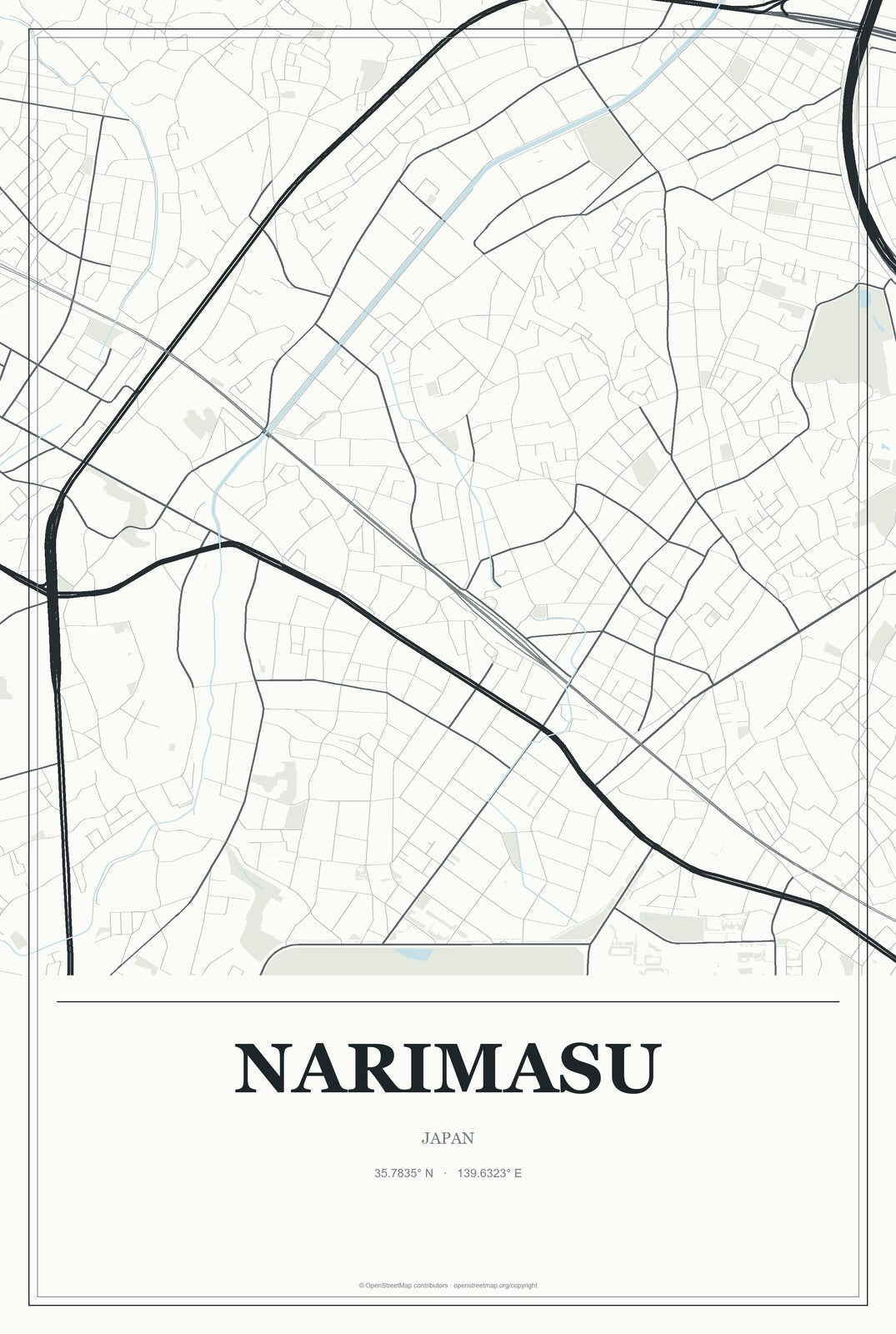 Narimasu, Japan City Map Aluminum Sign in Gallery Air style