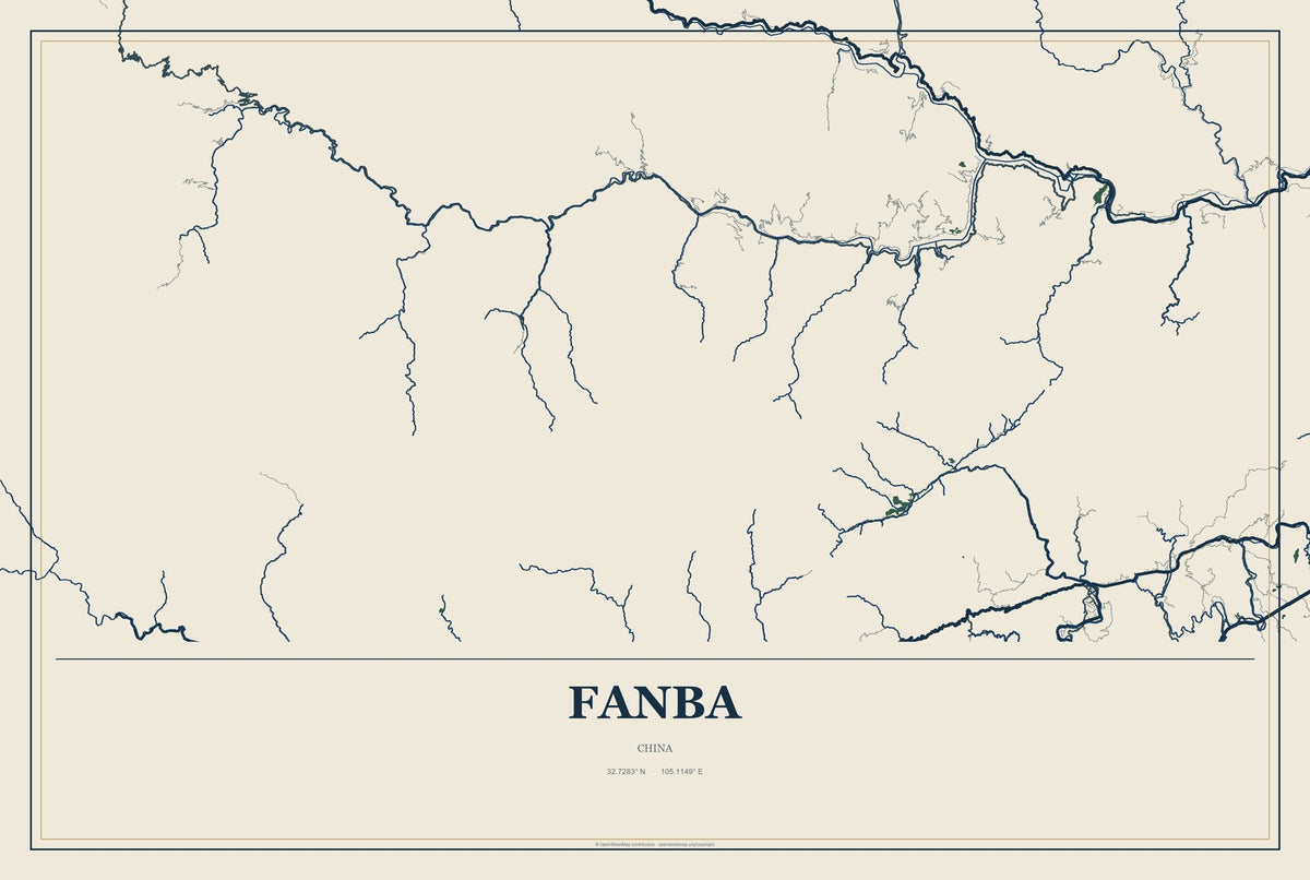Fanba, China City Map Aluminum Sign in Coastal Cutout style