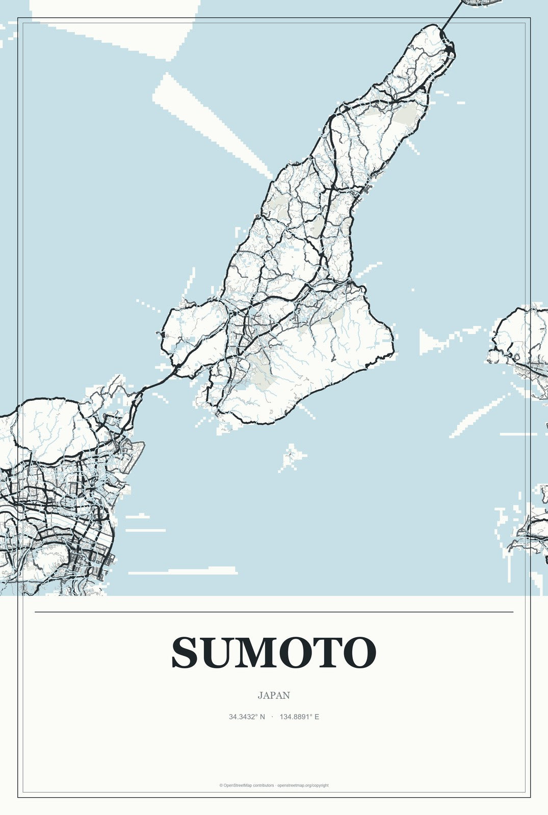 Sumoto, Japan City Map Aluminum Sign in Gallery Air style