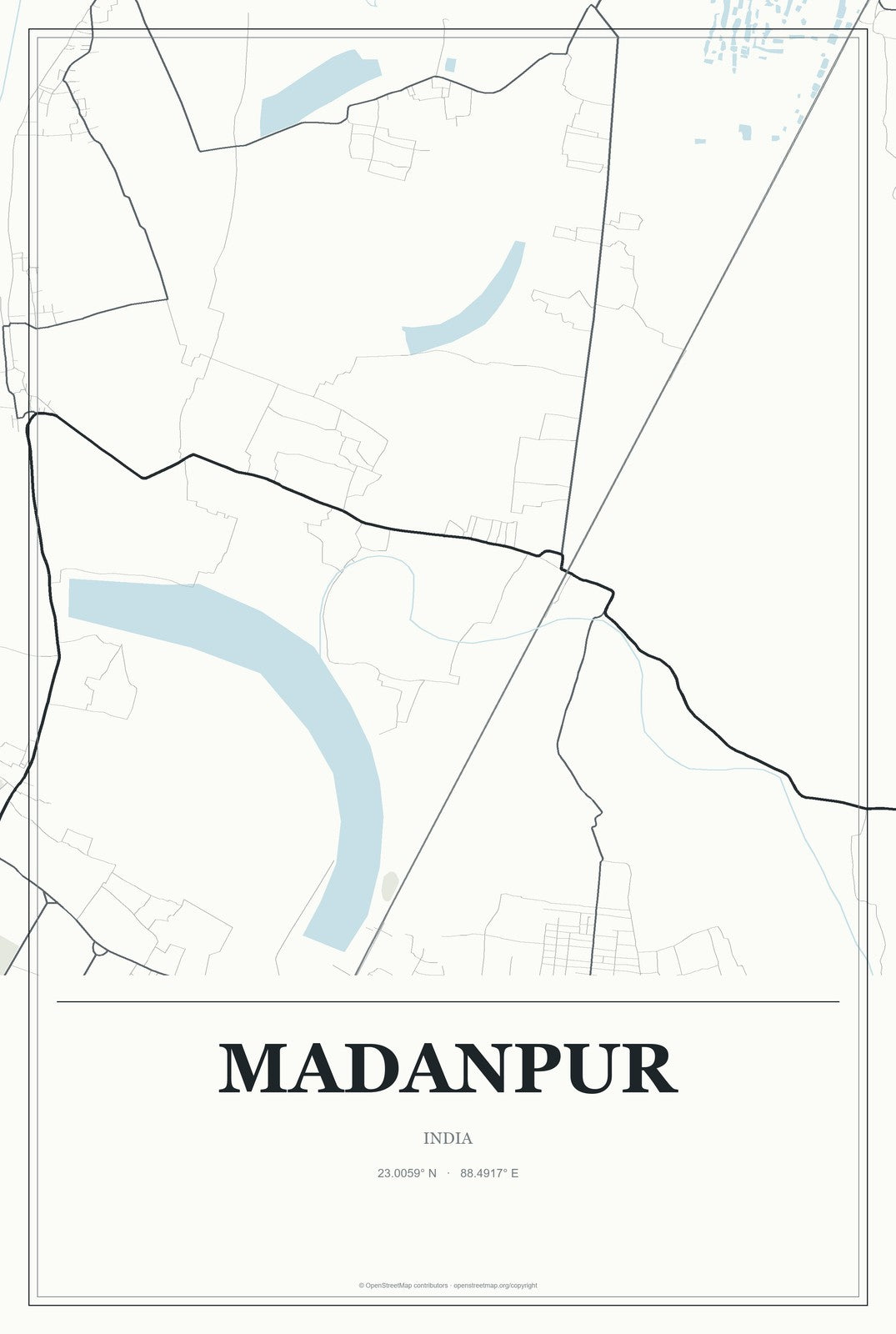 Madanpur, India City Map Aluminum Sign in Gallery Air style