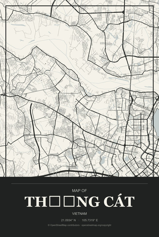 Thượng Cát, Vietnam City Map Aluminum Sign in Museum Plaque style