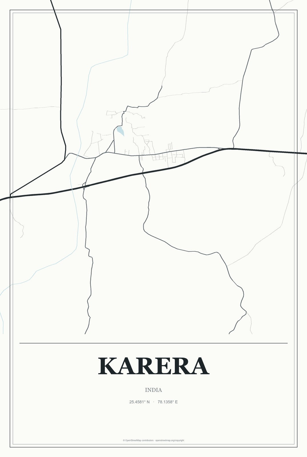 Karera, India City Map Aluminum Sign in Gallery Air style