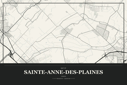 Sainte-Anne-des-Plaines, Canada City Map Aluminum Sign in Museum Plaque style