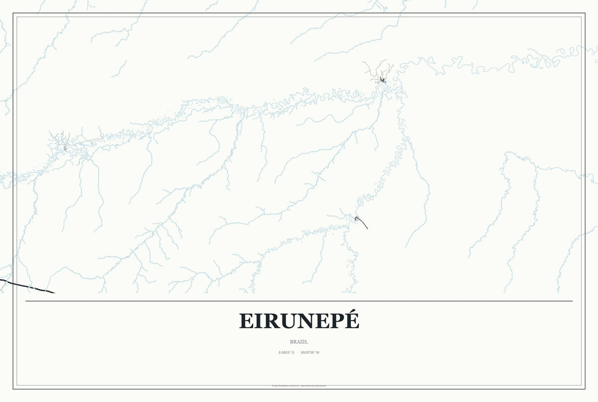 Eirunepé, Brazil City Map Aluminum Sign in Gallery Air style