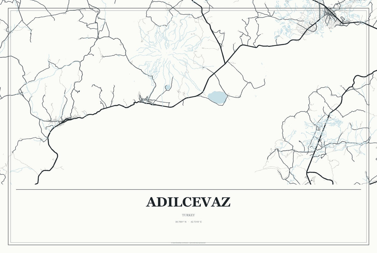 Adilcevaz, Turkey City Map Aluminum Sign in Gallery Air style